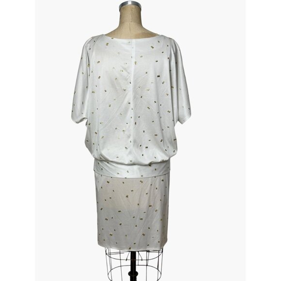 1980s dress with gold glitter and drop waist with sash by Diamond's Run Size L - Picture 4 of 7